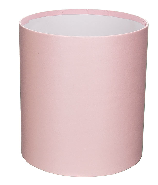 Изображение Коробка круглая для цветов розовая преламутр из бумаги 160/180 без крышки
